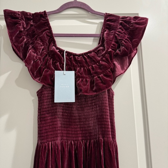 HILL HOUSE HOME The Akilah Nap Dress in Burgundy Velvet Size M - Picture 4 of 9